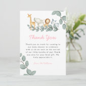 Zoo Animals Girl Baby shower Hartelijk dank Bedankkaart (Staand voorkant)