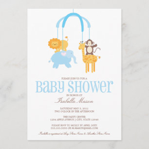 Zoo Animals Mobile Baby shower nodigt uit Kaart