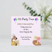 Zoo Animals Party Invitation Kaart (Staand voorkant)