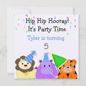 Zoo Animals Party Invitation Kaart (Voorkant)