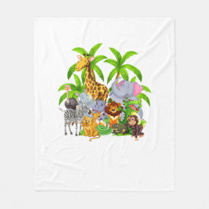 Zoo Animals Safari Wildlife Birthday Party A Day A Fleece Deken