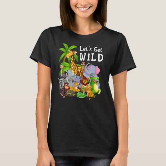 Zoo Animals Safari Wildlife Birthday Party Let's G T-shirt (Voorkant)