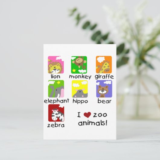 Zoo Animals Tshirts en Gifts Briefkaart (Staand voorkant)