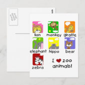 Zoo Animals Tshirts en Gifts Briefkaart (Voorkant / Achterkant)