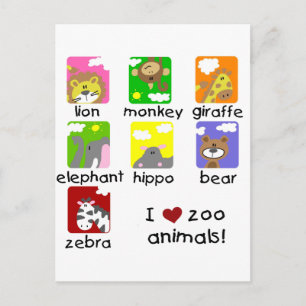 Zoo Animals Tshirts en Gifts Briefkaart