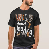 Zoo Animals Wild About Reading Books Reader Lover T-shirt (Voorkant)