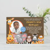 Zoo Animals - Wild Animals Verjaardag Uitnodiging (Staand voorkant)