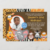 Zoo Animals - Wild Animals Verjaardag Uitnodiging (Voorkant / Achterkant)