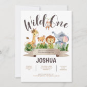Zoo Animals Wild One Birthday Invitation Kaart (Voorkant)
