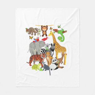 Zoo Animals Wildlife Birthday Party Zoo Day 26 Ani Fleece Deken