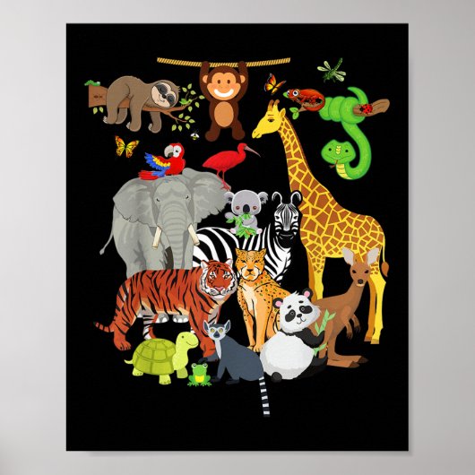 Zoo Animals Wildlife Birthday Party Zoo Day 26 Ani Poster (Voorkant)