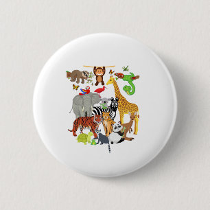 Zoo Animals Wildlife Birthday Party Zoo Day 26 Ani Ronde Button 5,7 Cm
