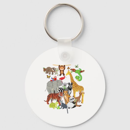 Zoo Animals Wildlife Birthday Party Zoo Day 26 Ani Sleutelhanger (Voorkant)