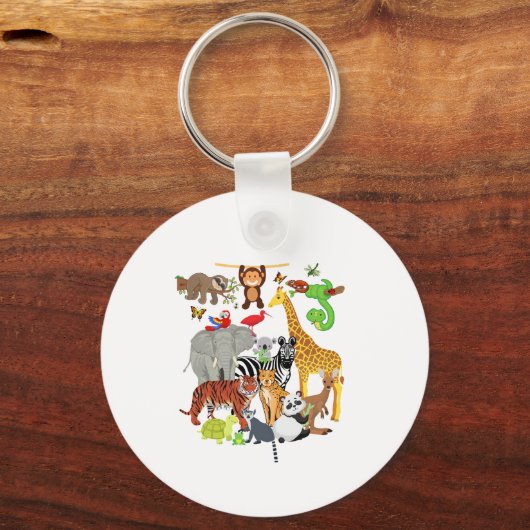 Zoo Animals Wildlife Birthday Party Zoo Day 26 Ani Sleutelhanger (Voorkant)