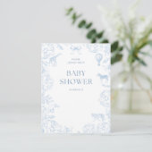 Zoo baby shower dieren uitnodiging jongen (Staand voorkant)