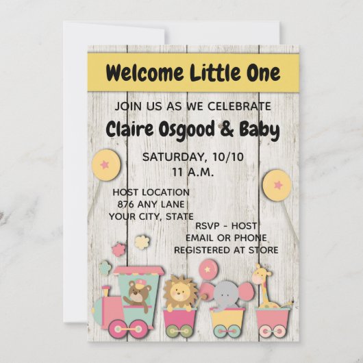 Zoo Baby shower Uitnodiging (Voorkant)