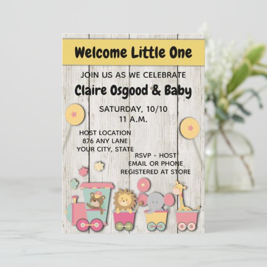 Zoo Baby shower Uitnodiging (Staand voorkant)