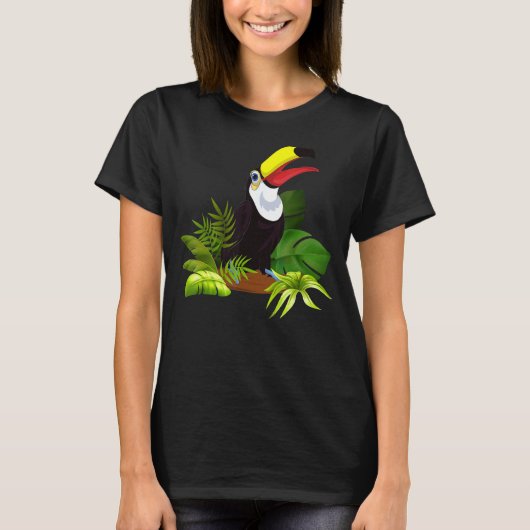 Zoo Bird Tropical Leaves Rainforest Animal Exotic T-shirt (Voorkant)