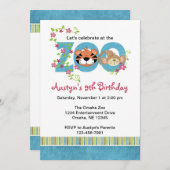 Zoo Birthday Party Invitations Kaart (Voorkant / Achterkant)