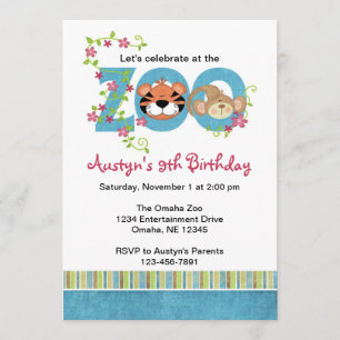 Zoo Birthday Party Invitations Kaart