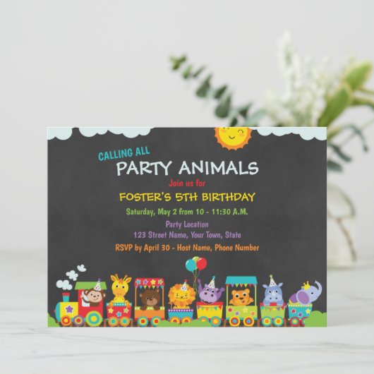 Zoo Birthday Uitnodiging (Staand voorkant)