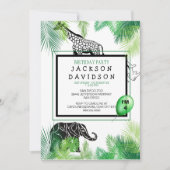 Zoo Boy's Birthday Party Foliage Giraffe Olifant Kaart (Voorkant)