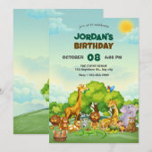 Zoo cartoon cute animals kaart (Voorkant / Achterkant)