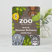 Zoo Child's Playdate Invitation Kaart (Staand voorkant)