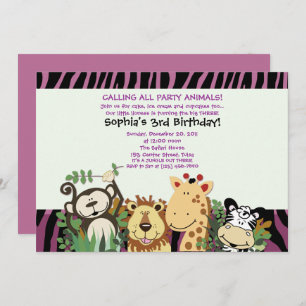 ZOO CREW 5x7 Trendy Zebra Stripe Oerwoud Party Kaart