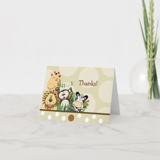 ZOO CREW Animals (Tan) Gevouwen dank u Bedankkaart (Voorkant)