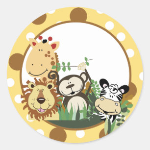 ZOO CREW Envelope Seals / Cupcake Toppers Ronde Sticker