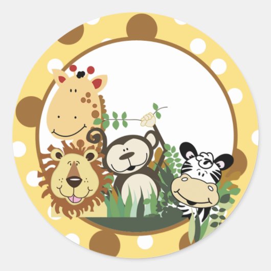 ZOO CREW Envelope Seals / Cupcake Toppers Ronde Sticker (Voorkant)