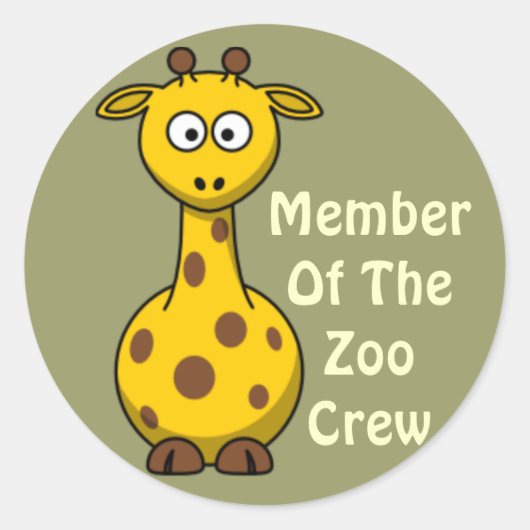 Zoo Crew-Giraffe Ronde Sticker (Voorkant)