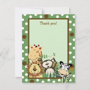 ZOO CREW GREEN Animals Flat Dank u wel Notitiekaartje