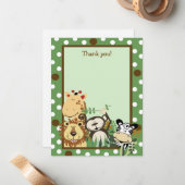ZOO CREW GREEN Animals Flat Dank u wel Notitiekaartje (Voorkant / Achterkant in situ)