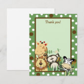 ZOO CREW GREEN Animals Flat Dank u wel Notitiekaartje (Voorkant / Achterkant)