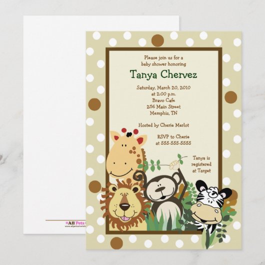 ZOO CREW Oerwoud Safari Baby shower 5x7 Kaart (Voorkant / Achterkant)