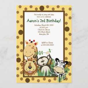 ZOO CREW Oerwoud Safari BIRTHDAY INVITE 5x7 Kaart