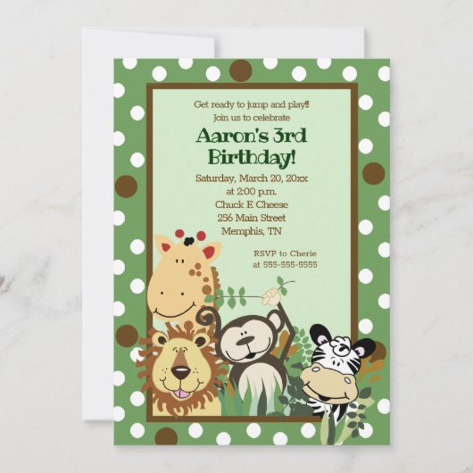 ZOO CREW Oerwoud Safari BIRTHDAY INVITE 5x7 Kaart (Voorkant)