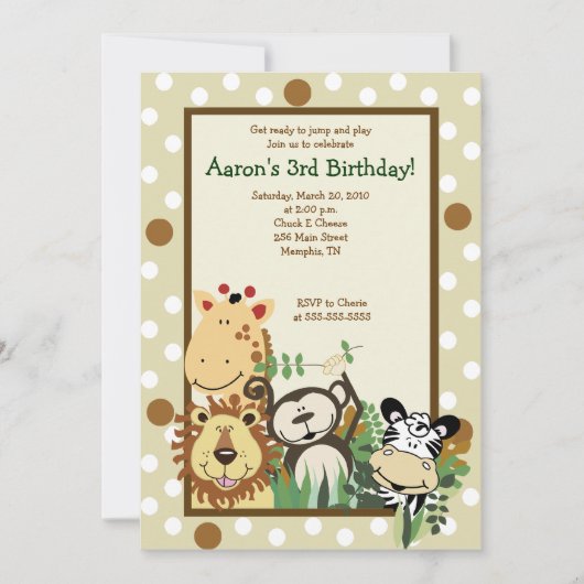 ZOO CREW Oerwoud Safari BIRTHDAY INVITE 5x7 Kaart (Voorkant)