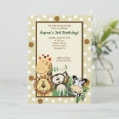 ZOO CREW Oerwoud Safari BIRTHDAY INVITE 5x7 Kaart (Staand voorkant)