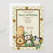 ZOO CREW Oerwoud Safari BIRTHDAY INVITE 5x7 Kaart (Voorkant / Achterkant)