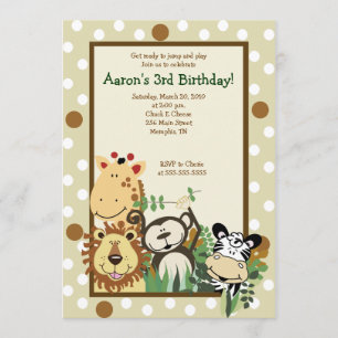 ZOO CREW Oerwoud Safari BIRTHDAY INVITE 5x7 Kaart
