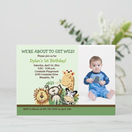 Zoo Crew Oerwoud Safari *PHOTO* Birthday 5x7 Kaart (Staand voorkant)