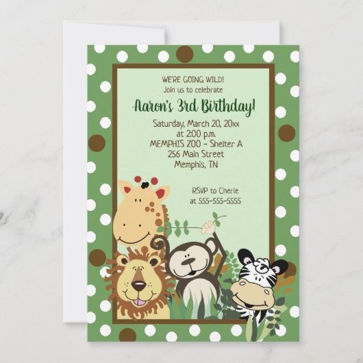 Zoo Crew Oerwouden Birthday Invitation Kaart (Voorkant)