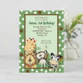 Zoo Crew Oerwouden Birthday Invitation Kaart (Staand voorkant)