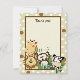 ZOO CREW Tan Animals Flat Dank u wel Notitiekaartje