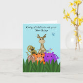 Zoo Critters New Baby Gefeliciteerd Kaart (Gele Bloem)