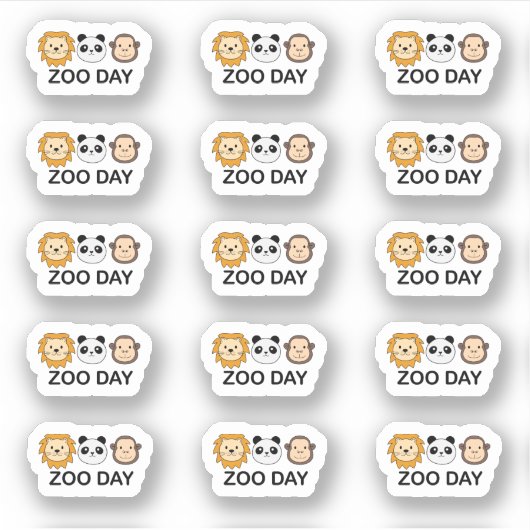 Zoo Day Reminder Schattigee wilde dieren Bezoek Pl Sticker (Voorkant)