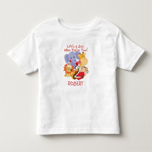 Zoo Dieren 2e verjaardag Kinder Gepersonaliseerd T Kinder Shirts (Voorkant)